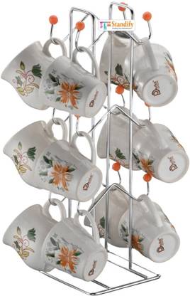 FineArts Pack of 1 Stainless Steel Stainless Steel Zigzag Cup Stand Coffee Mug Stand Key Holder Kitchen