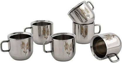BRIGHT BLOOM Pack of 1 Stainless Steel Stainless Steel Double Wall Cup Set Lightweight, Portable