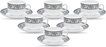 LAOPALA Pack of 12 Opalware Persian Grey 160 ml Cup Saucer Set