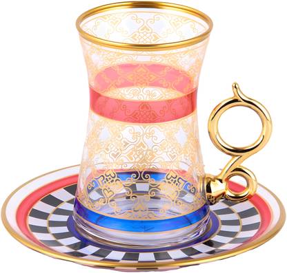 guzel Pack of 12 Glass Beautiful Turkish Tea Cup Set (CPMC555)