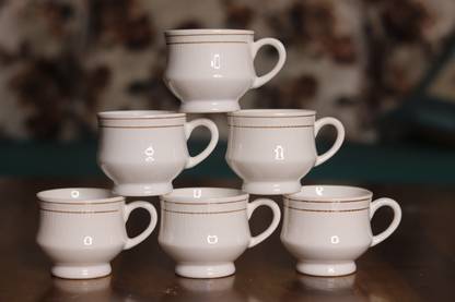 KIKI CREATION Pack of 6 Bone China, Ceramic Bone chain tea cup set
