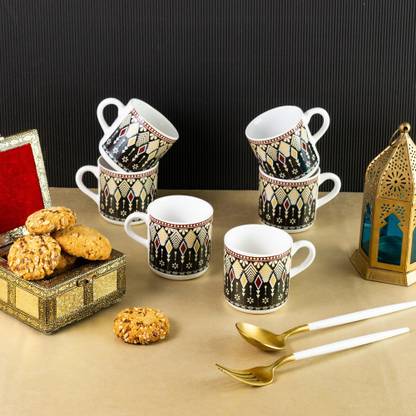 Tibros Ceramic Tibros Tree Mug Set of 6, 140 ml