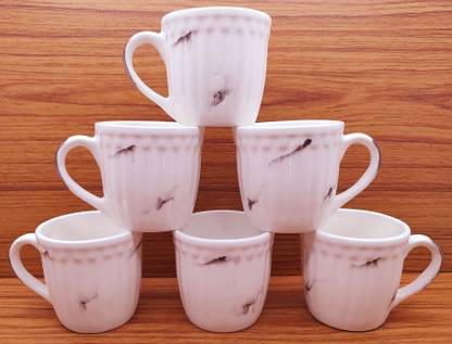 laghima jadon Pack of 6 Ceramic Coffee/Tea/Chai Cup Beautiful Stylist Latest Design 130ML (White & Chocolate)