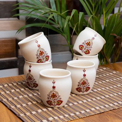Jimkia Pack of 6 Ceramic Kulhad / kullad & Kulhar Tea Cup & Coffee Set Chai Kulhar