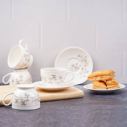 DANDY LINES Pack of 12 Bone China Crown Butterfly cups and saucers, 53007