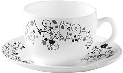 Joy2u Pack of 12 Opalware opalware laopala best quwality tebleware mestro black cup saucer set