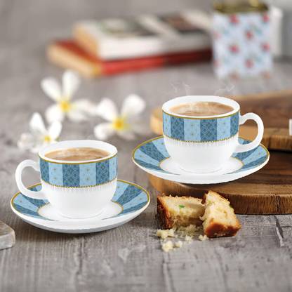 cello Opalware AZURE LUXURY COLLECTION Cup and Saucer Set