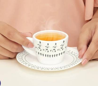 BOROSIL Pack of 1 Opalware ORA GOLD CUP & SAUCER SET, 145ML, 12 PIECES