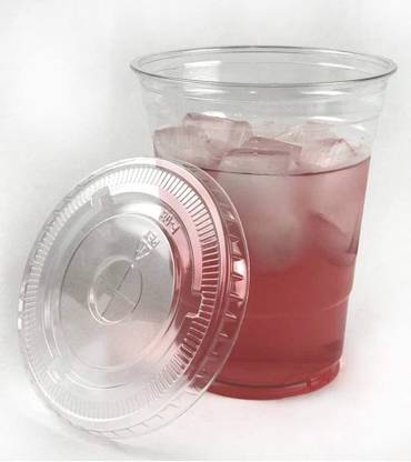 GURUKRUPA ENTERPRISES Pack of 100 Plastic Disposable Glass with flat Lid I Cup for Cold Beverages Transparent - 250 ml
