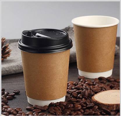 LaCasa Disposable Double Wall Paper Cup with Lid | 250ml | For Coffee and Beverages Paper Coffee Mug