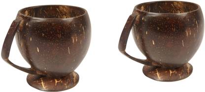 NAMAKA Pack of 2 Wooden NAMAKA Coconut shell cup set 200ml each