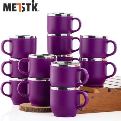 METSTIK Pack of 12 Plastic Small Size cup set, tea cup, coffee cup, steel cup