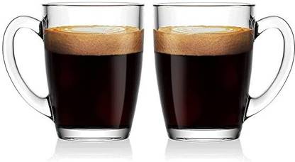Tap2kaart Pack of 2 Glass GlassCup,cold and Milk,Beer,Hot/Cold Drinks,Espresso,Lemon Cup 215ml