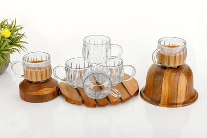 Greendark Pack of 6 Plastic Plastic Tea cup set of 12|Transparent Plastic cup set|Everyday mug set