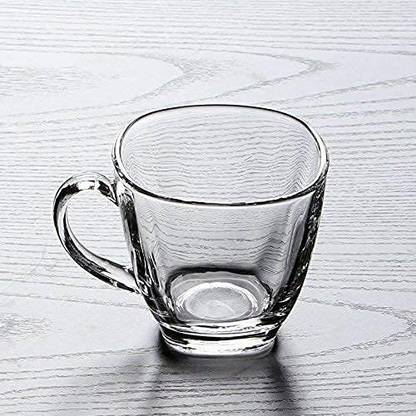TINSUHG Pack of 6 Glass Glass Tea & Coffee Cup Set for hot Chocolate Green Tea and More (Clear)