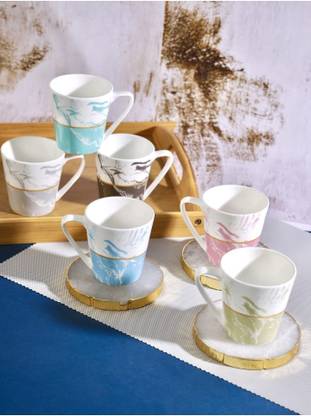 DULARIYA Pack of 6 Bone China Tea Coffee Cups for Kittchen & Dining Table Bone