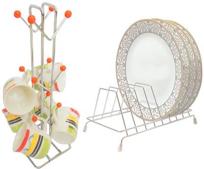 Kitchenify Pack of 2 Stainless Steel Cup Stand Holder Kitchen for Tea Cup/Coffee Mug Cup Saucer