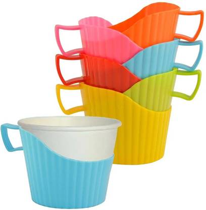 Shoppeechoice Pack of 10 Plastic Disposable Paper Cup Holder Opaque