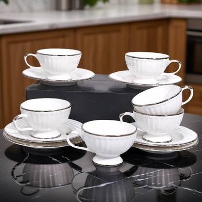 UPC Pack of 12 Ceramic Cup Set Or Tea Cups, Cup Plate Tea Set, Cup And Saucer Set, Cup And Plate Set.