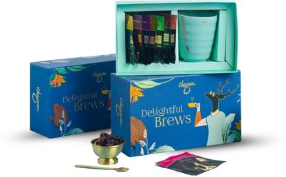 CHAYAM Assorted Tea Hamper 12 Flavor Teas & Gold-Embossed Kulhad Tea Bags Box