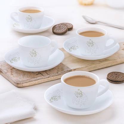 BOROSIL Pack of 1 Glass INGOT CUP & SAUCER SET , 145ML, 12 PIECES