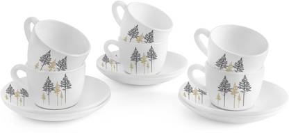 cello Opalware Imperial King Cup & Saucer Golden Pine