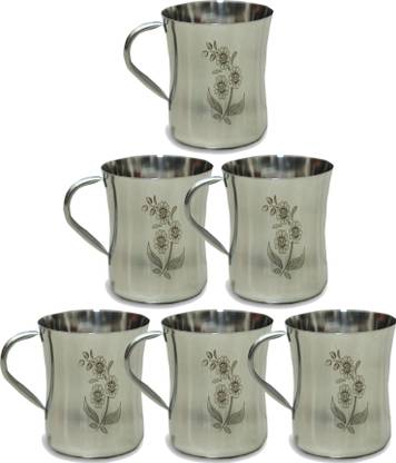 MISKU Pack of 6 Stainless Steel Stainless Steel SS CUP (Steel, Cup Set) PACK OF 6