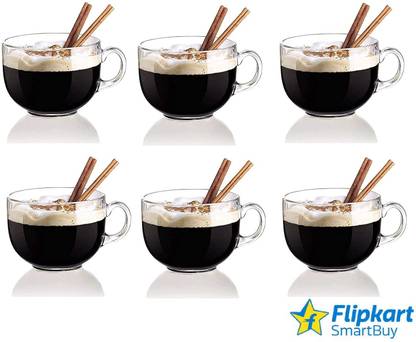 Flipkart SmartBuy Pack of 6 Glass Green Tea Cups Short Glasses Round Tea Cup With Heavy Base | Hot Coffee Mug
