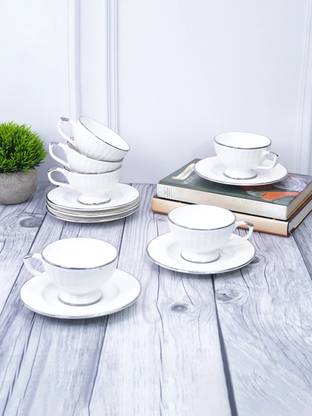 UPC Pack of 12 Ceramic Cup Set Or Tea Cups, Cup Plate Tea Set, Cup And Saucer Set, Cup And Plate Set.