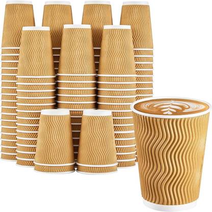 UCORPS Pack of 100 Paper 150ml Ripple Cups For Hot & Cold Beverages, Ideal For Tea, Coffee Etc.