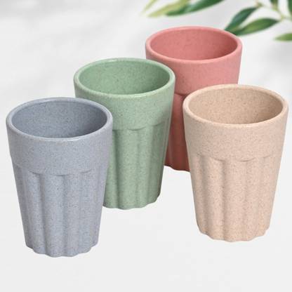 Eha Pack of 4 Biocomposite Eco-Friendly Cutting Chai Cups | 100 ml | Made with Rice Husk & Bamboo Fibers