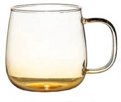 IndusBay Pack of 1 Glass Tea Coffee Milk Hot Cold Drinks Mug Glass Cup Thin Borosilicate Glass Mug 1 Pc