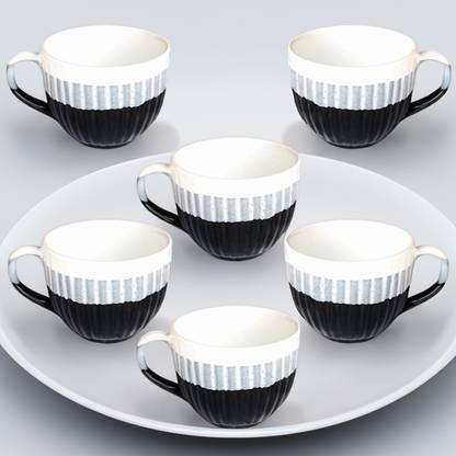 Earthen Pack of 6 Ceramic Tea Cup Premium Triple Tone Layer Microwave Safe Perfect For All Gifting