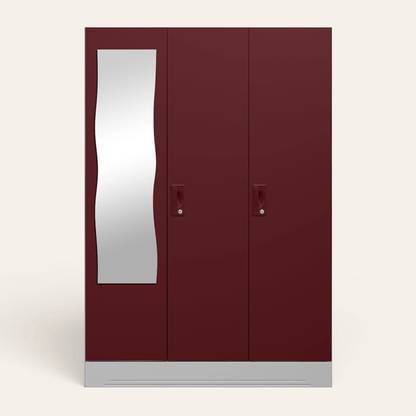 Godrej Interio Slimline 3 Door with Locker and Curvilinear Mirror Metal Almirah