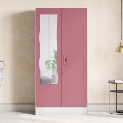 Godrej Interio Slimline 2 Door with 2 shelves and Curvilinear Mirror Metal Almirah