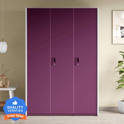 Godrej Interio Neolite 3-Door Steel Almirah (Textured Mulberry), 5 Shelves, 1 Locker Metal Almirah