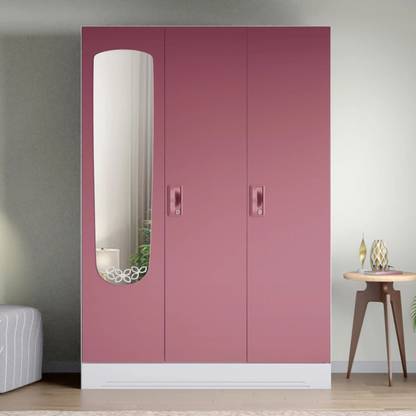 Godrej Interio Slimline 3 Door with Locker, Drawer and Leaf Design Mirror Metal Almirah