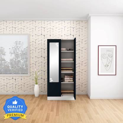 Godrej Interio Slimline 2 Door with 4 Shelves and Star Design Mirror Metal Almirah