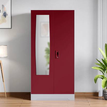 Godrej Interio Slimline 2 Door with Locker and Drawer and Mirror Metal Almirah