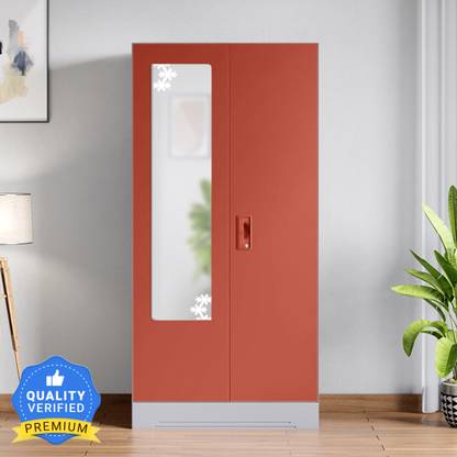 Godrej Interio Slimline 2 Door with Locker and Drawer and Star Design Mirror Metal Almirah