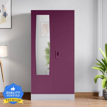 Godrej Interio Slimline 2 Door with Locker and Drawer and Mirror Metal Almirah