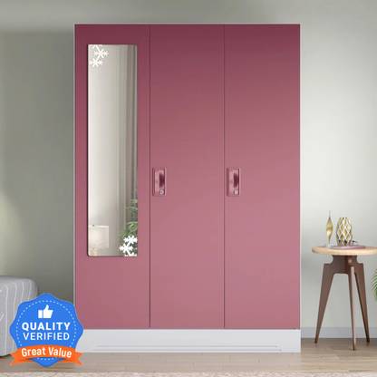 Godrej Interio Slimline 3 Door with Locker, Drawer and Star Design Mirror Metal Almirah
