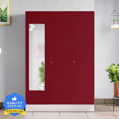 Godrej Interio Slimline 3 Door with Locker and Star Design Mirror Metal Almirah