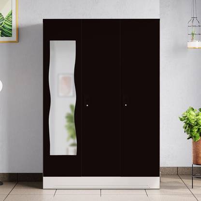 Godrej Interio Slimline 3 Door with Locker and Curvilinear Mirror Metal Almirah