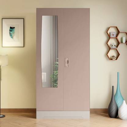 Godrej Interio Slimline 2 Door Alpine White with Locker and Mirror Metal Almirah