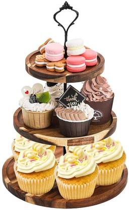 Zibuyu Cupcake Holder Serving Stand Display Dessert Cookie Candy Buffet Holder Cavities Brown Cupcake Inserts