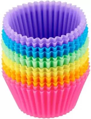 kriji Silicone Muffin Cupcake Jelly mould (multiple color) - Pack of 12 Pieces Cupcake Maker