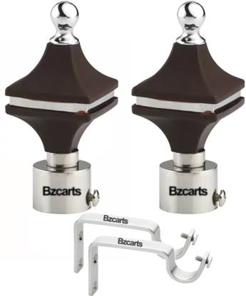 Bzcarts Black Curtain Knobs, Rod Rail Bracket, Curtain Hooks Metal