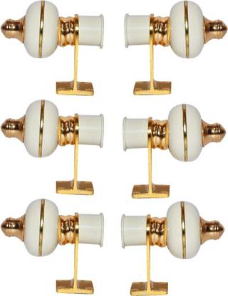 AVLEN White, Gold Rod Rail Bracket, Curtain Knobs, Tassels, Curtain Rods Metal