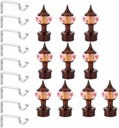 GLOXY Pink, Brown Rod Rail Bracket, Curtain Knobs, Curtain Hooks, Curtain Rods Metal
